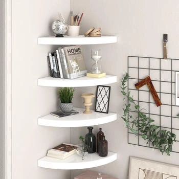 vidaXL Eck-Schweberegale 4 Stk. Hochglanz-Wei&szlig; 35x35x3,8 cm MDF (323909)