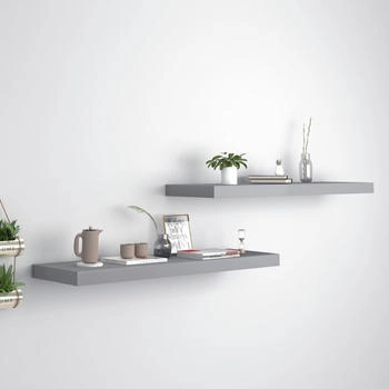 vidaXL Schweberegale 2 Stk. Grau 80x23,5x3,8 cm MDF (323857)