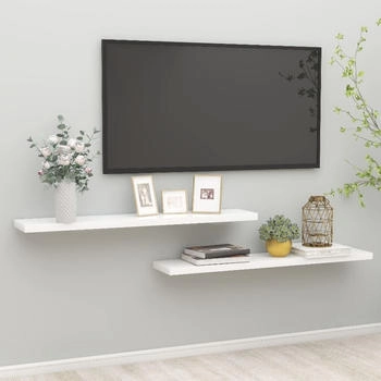 vidaXL Schweberegale 2 Stk. Eichen-Optik und Weiß 120x23,5x3,8 cm MDF (326586)