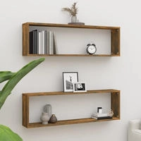 vidaXL Wandregale 2 Stk. R&auml;uchereiche 100x15x30 cm Holzwerkstoff