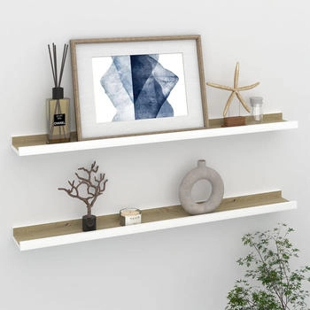 vidaXL Wandregale 2 Stk. Weiß und Sonoma-Eiche 80x9x3 cm (326691)