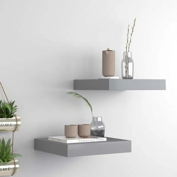 vidaXL Schweberegale 2 Stk. Grau 23x23,5x3,8 cm MDF (323845)