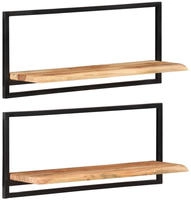 vidaXL Wandregale 2 Stk. 80x25x35 cm Massivholz Akazie und Stahl