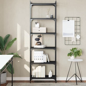 vidaXL B&uuml;cherregal 6 B&ouml;den Schwarz 60x30x188 cm (837662)