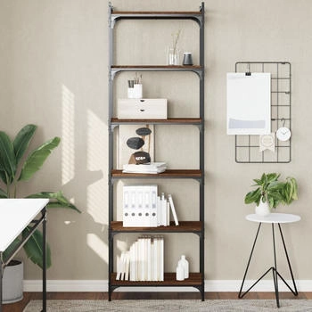 vidaXL B&uuml;cherregal 6 B&ouml;den Braun Eiche-Optik 60x30x188cm (837666)