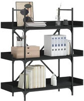 vidaXL B&uuml;cherregal 3 B&ouml;den Schwarz 100x33x108,5 cm Holzwerkstoff