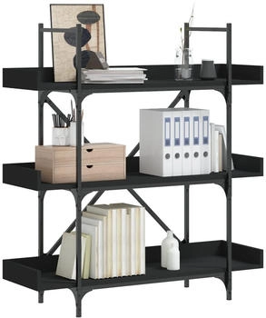 vidaXL B&uuml;cherregal 3 B&ouml;den Schwarz 100x33x108,5 cm (837687)