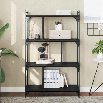 vidaXL B&uuml;cherregal 4 B&ouml;den Schwarz 76x32x123 cm (833935)