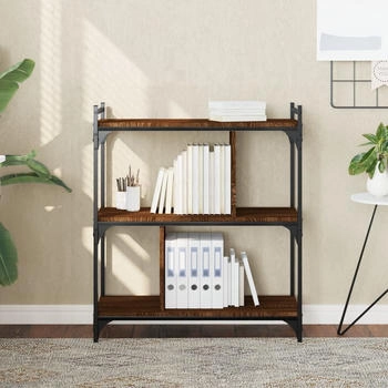 vidaXL B&uuml;cherregal 3 B&ouml;den Braun Eichen-Optik 76x32x88cm (833934)