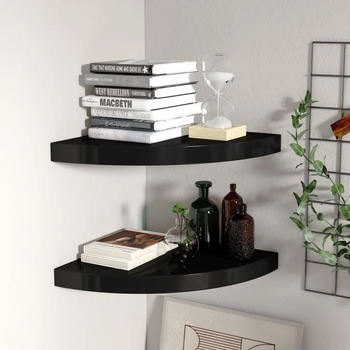 vidaXL Eck-Schweberegale 2 Stk. Schwarz 35x35x3,8 cm MDF (323920)