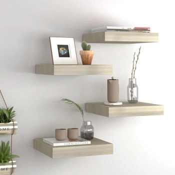 vidaXL Schwebende Wandregale 4 Stk. Eichefarben 23x23,5x3,8cm MDF (323867)
