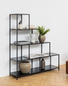 Freiraum Leiterregal Seaford schwarz MDF Stahl - 135x150x35cm