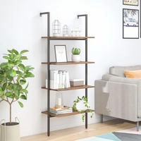 Vidaxl - Leiterregal Mit 4 B&ouml;den Dunkelbraun Und Schwarz 64x35x152,5 Cm