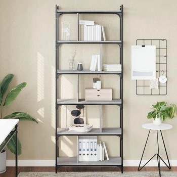 vidaXL B&uuml;cherregal 6 B&ouml;den Grau Sonoma 76x32x192 cm (833948)