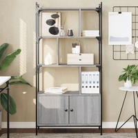 vidaXL B&uuml;cherregal mit T&uuml;ren Grau Sonoma 76,5x30x154,5cm Holzwerkstoff
