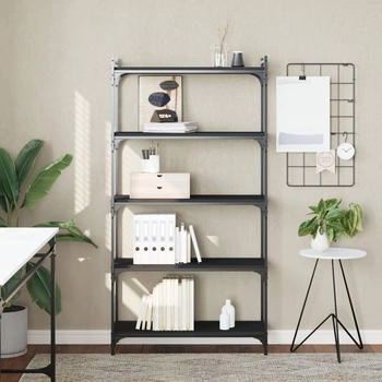 vidaXL B&uuml;cherregal 5 B&ouml;den Schwarz 80x30x154 cm (837677)