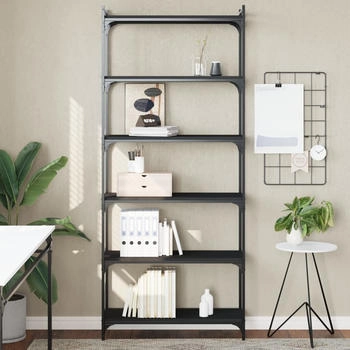 vidaXL B&uuml;cherregal 6 B&ouml;den Schwarz 80x30x188 cm (837682)