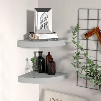 vidaXL Eck-Schweberegale 2 Stk. Grau 25x25x3,8 cm MDF (323902)