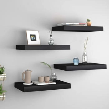 vidaXL Schweberegale 4 Stk. Schwarz 40x23x3,8 cm MDF (323828)