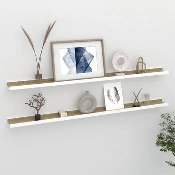 vidaXL Wandregale 2 Stk. Wei&szlig; und Sonoma-Eiche 115x9x3 cm (326693)