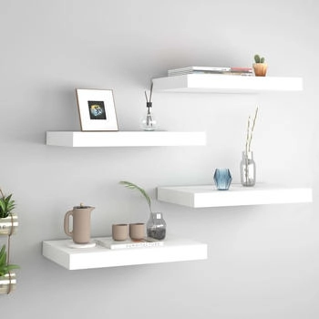 vidaXL Schweberegale 4 Stk. Weiß 40x23x3,8 cm MDF (323807)