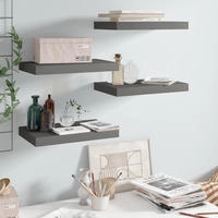 vidaXL Schweberegale 4 Stk. Hochglanz-Grau 40x23x3,8 cm MDF