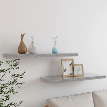 vidaXL Schweberegale 2 Stk. Betongrau 80x23,5x3,8 cm MDF (326601)