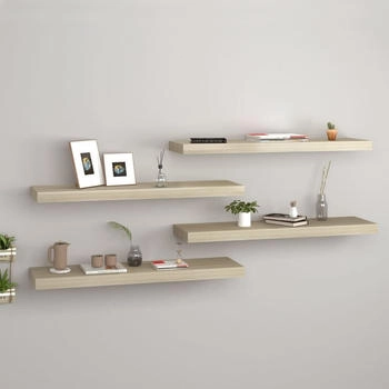 vidaXL Schweberegale 4 Stk. Eiche-Optik 80x23,5x3,8 cm MDF (323879)