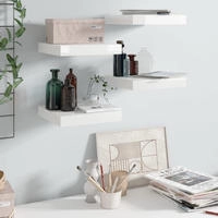 vidaXL Schweberegale 4 Stk. Hochglanz-Wei&szlig; 23x23,5x3,8 cm MDF