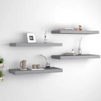 vidaXL Schweberegale 4 Stk. Grau 60x23,5x3,8cm MDF