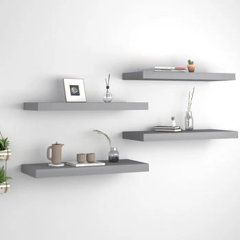 vidaXL Schweberegale 4 Stk. Grau 60x23,5x3,8cm MDF (323855)