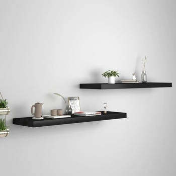 vidaXL Schweberegale 2 Stk. Schwarz 90x23,5x3,8 cm MDF (323839)