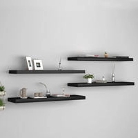 vidaXL Schweberegale 4 Stk. Schwarz 90x23,5x3,8 cm MDF
