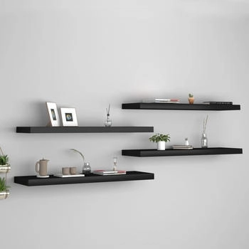 vidaXL Schweberegale 4 Stk. Schwarz 90x23,5x3,8 cm MDF (323840)
