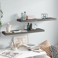vidaXL Schweberegale 2 Stk. Hochglanz-Grau 90x23,5x3,8 cm MDF