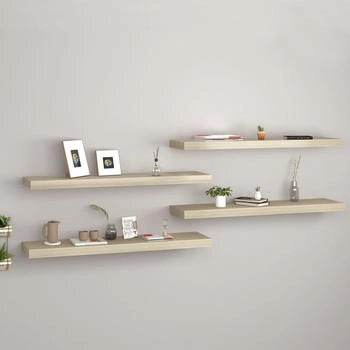 vidaXL Schwebende Wandregale 4 Stk. Eichefarben 90x23,5x3,8 cm MDF (323882)
