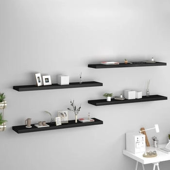 vidaXL Schweberegale 4 Stk. Schwarz 120x23,5x3,8 cm MDF (323843)