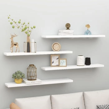 vidaXL Schweberegale 4 Stk. Eichen-Optik und Wei&szlig; 120x23,5x3,8 cm MDF (326587)