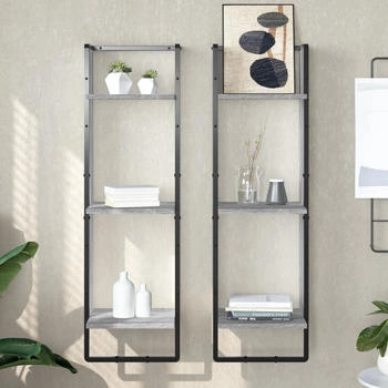 vidaXL Wandregal 3 F&auml;cher Grau Sonoma 30x25x100 cm (836306)