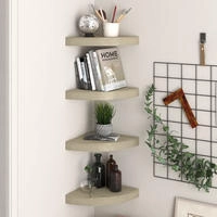 vidaXL Eck-Schweberegale 4 Stk. Eichen-Optik 25x25x3,8 cm MDF