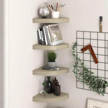 vidaXL Eck-Schweberegale 4 Stk. Eichen-Optik 25x25x3,8 cm MDF (323906)