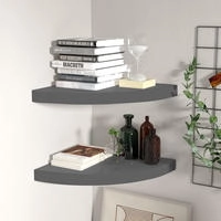 vidaXL Eck-Schweberegale 2 Stk. Hochglanz-Grau 35x35x3,8 cm MDF