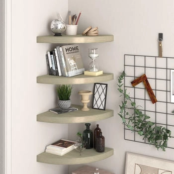 vidaXL Eck-Schweberegale 4 Stk. Eichen-Optik 35x35x3,8 cm MDF (323927)
