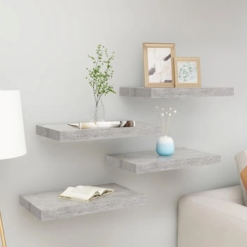 vidaXL Schweberegale 4 Stk. Betongrau 50x23x3,8 cm MDF (326596)