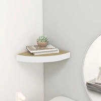 vidaXL Eck-Schweberegal Eichen-Optik und Wei&szlig; 25x25x3,8 cm MDF