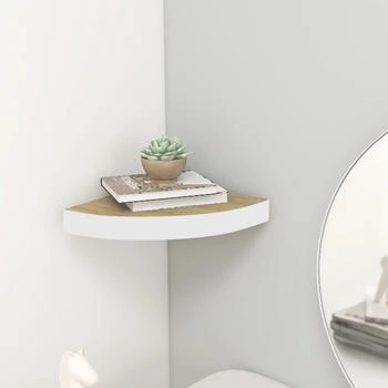 vidaXL Eck-Schweberegal Eichen-Optik und Wei&szlig; 25x25x3,8 cm MDF (326630)