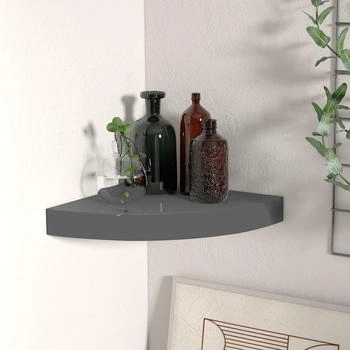 vidaXL Eck-Schweberegal Hochglanz-Grau 25x25x3,8 cm MDF (323892)