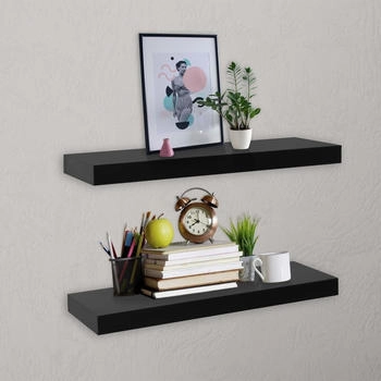 vidaXL Schweberegale 2 Stk. Schwarz 40x20x3,8 cm (288200)