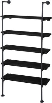 Mendler Standregal HWC-C45 165x80x28cm dunkelgrau - schwarz Massivholz 62965