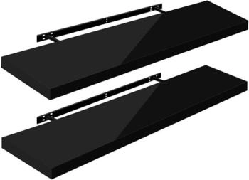 Woltu 2er-Set Wandregal, Schweberegal, Holz Board, Schwarz, 110x22.9x3.8cm